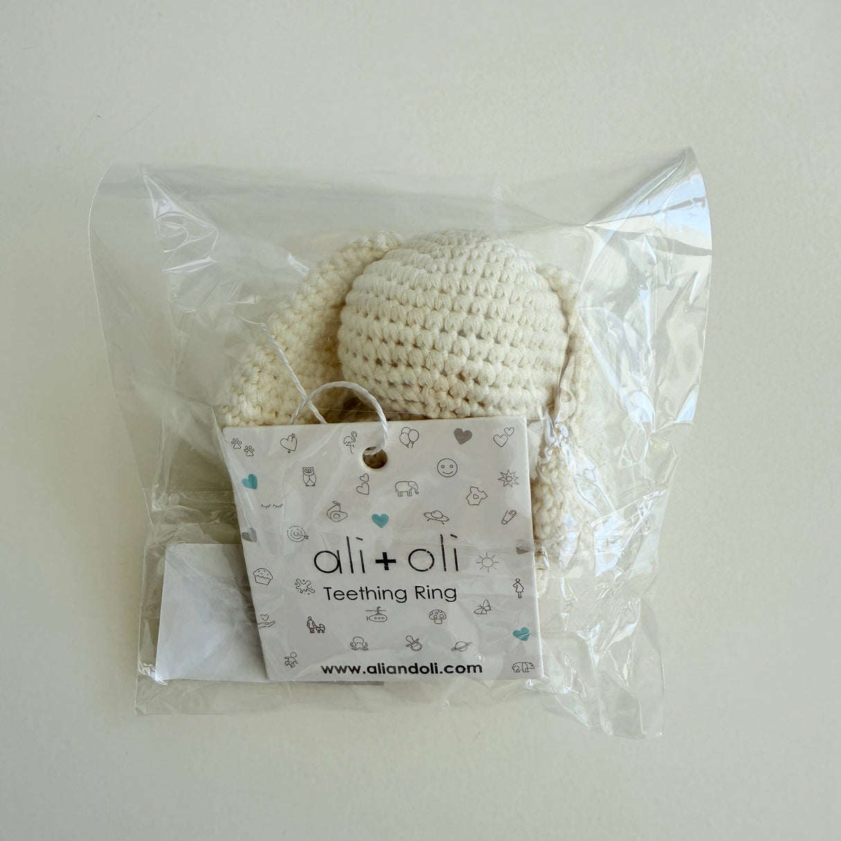 Baby Teething Toy Rattle Wood Ring Crochet (Rabbit)