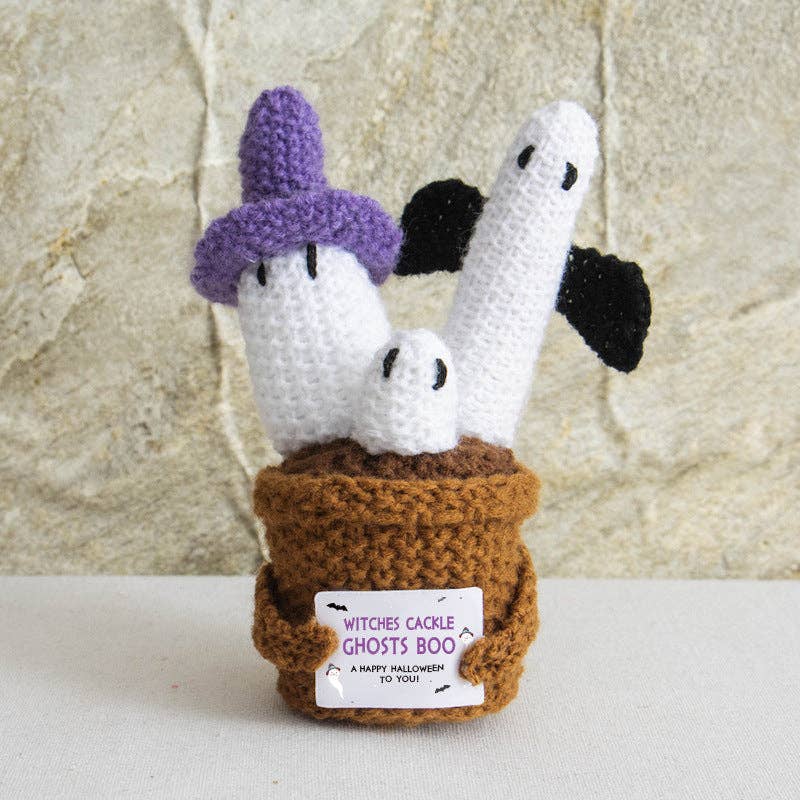 Handmade Plush Cactus Decor with Positive Energy Card