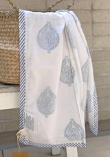 Receiving/Stroller Blanket: Handmade, Block-Printed Cotton