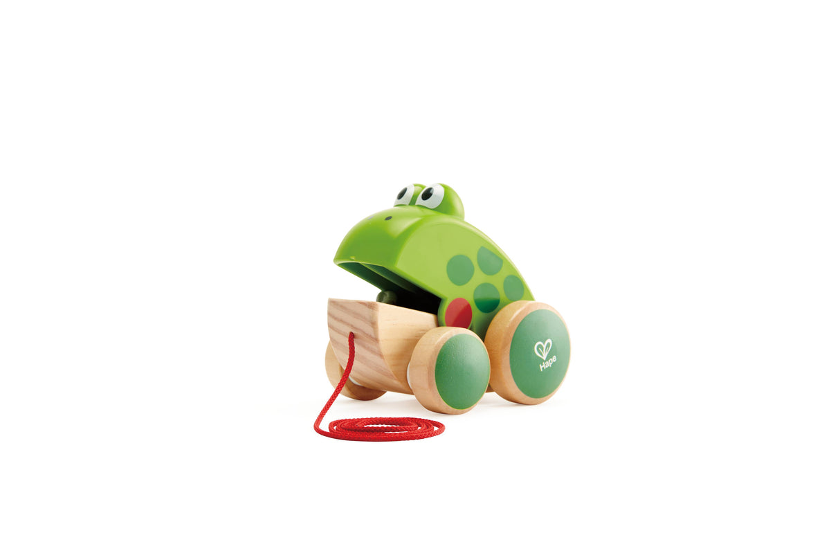 Hape Pull Along Frog - Fun Wooden Toy for Toddlers 12 Months