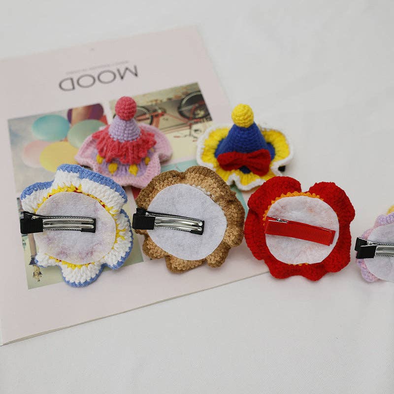 Colorful Princess Crochet Hat Hair Clip Handmade Hair Accessory