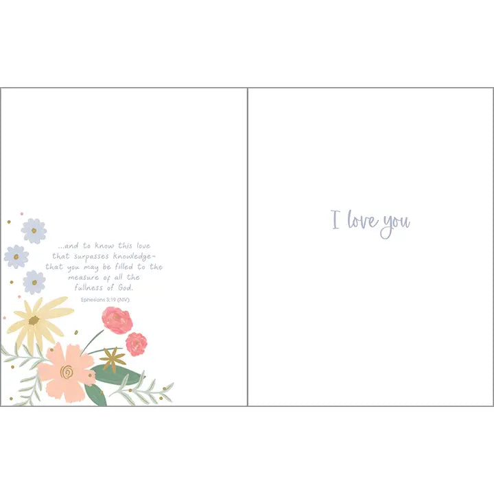 With Scripture Love Greeting Card - Soft Love Flowers