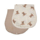 Bamboo Muslin Burp Cloth Set 2-Pack (Teddy/Taupe)