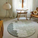 Washable rug Round Honeycomb Blue Sage
