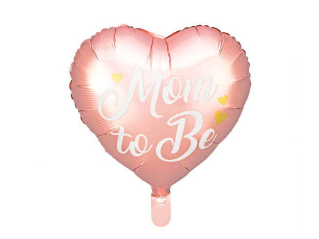 Mom to Be Heart Foil Balloon - Pink  or Blue with Gold Metallic Print | 14 Inches