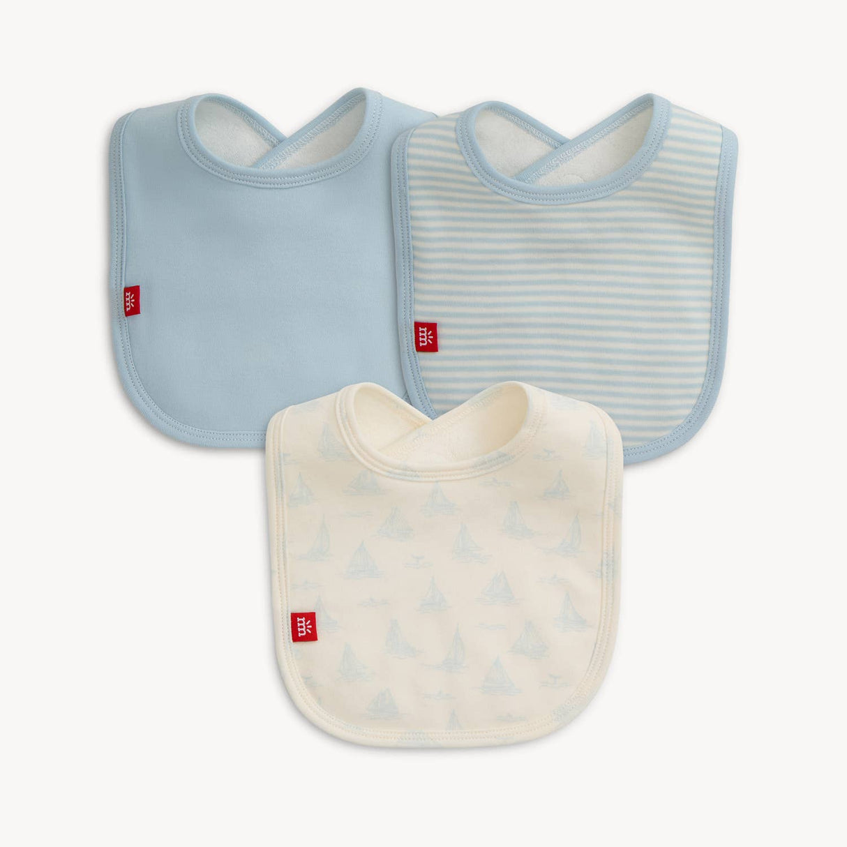 TINY TIDES BL ORG COT MAGNETIC BIB 3-PACK