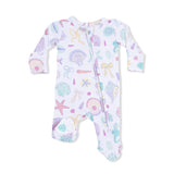 Beach Days - 2 Way Ruffle Back Zipper Footie