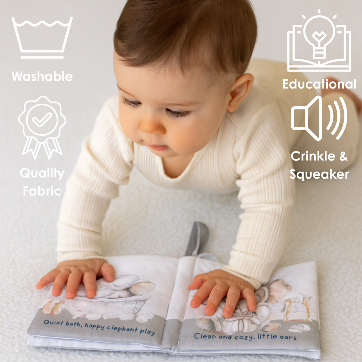 Bubble Bath – 10-Page Crinkle Cloth Book for Babies & Toddle