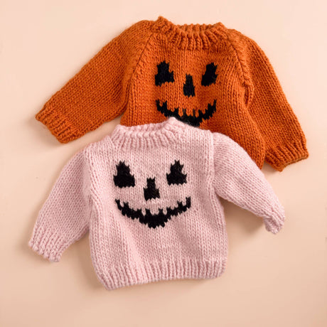 Jack-o-lantern Sweater, Baby Pink Kid Halloween Pumpkin Fall