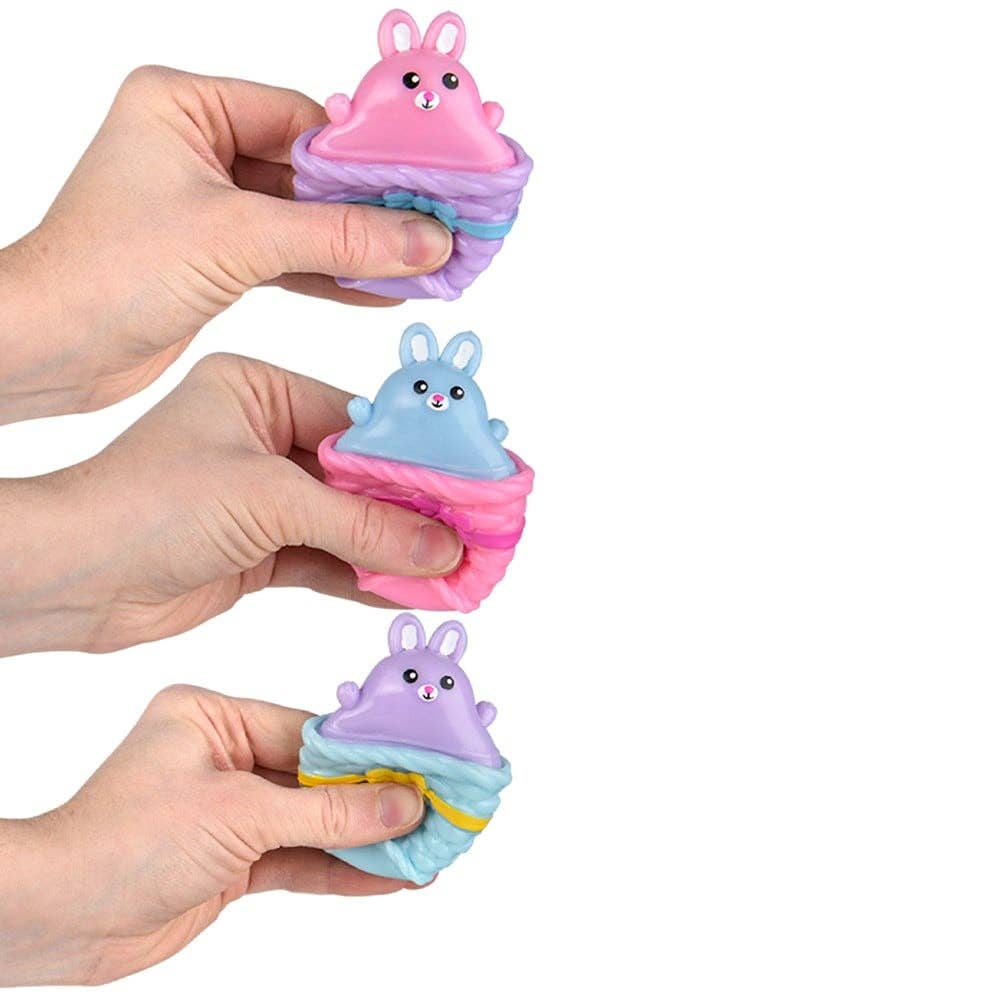 Squeezy Pop Up Bunny In Easter Basket 3" 12/disp - LLB Toys