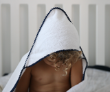 LUXE Baby/Toddler Towel: Detailed Pom Pom Trim,Bamboo Cotton