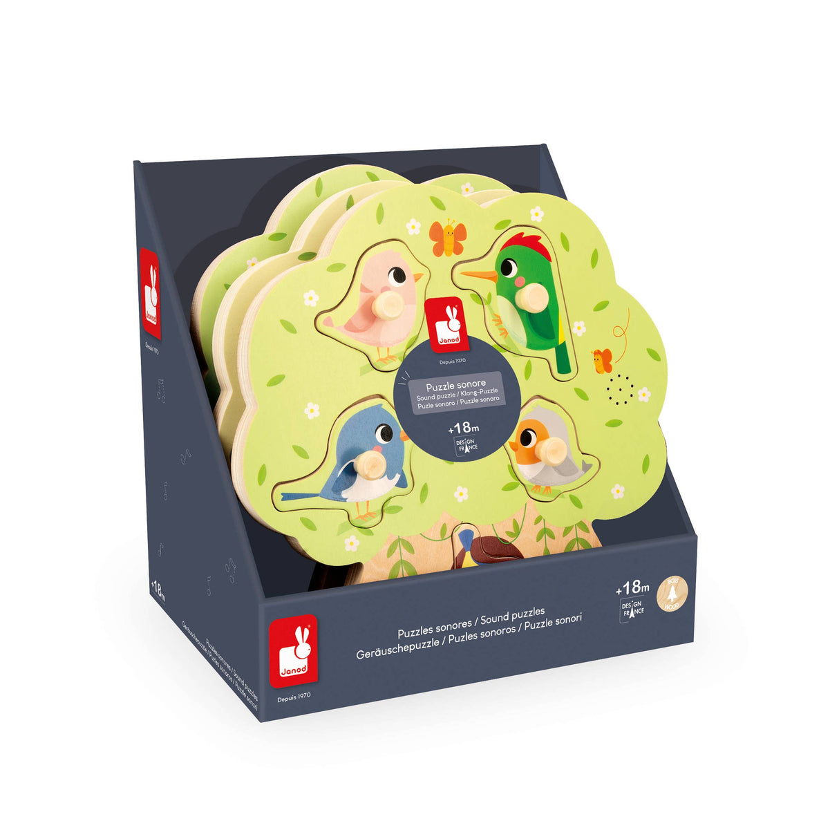 Chunky Wooden Bird Sounds Peg Puzzle