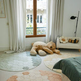 Washable rug Round Honeycomb Blue Sage