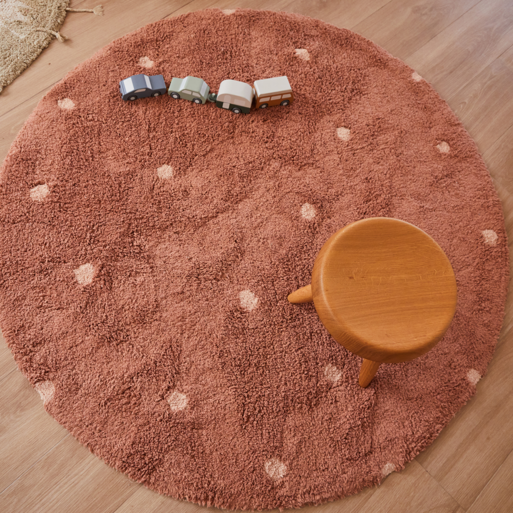 Washable rug Round Dot  Chestnut