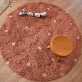 Washable rug Round Dot  Chestnut