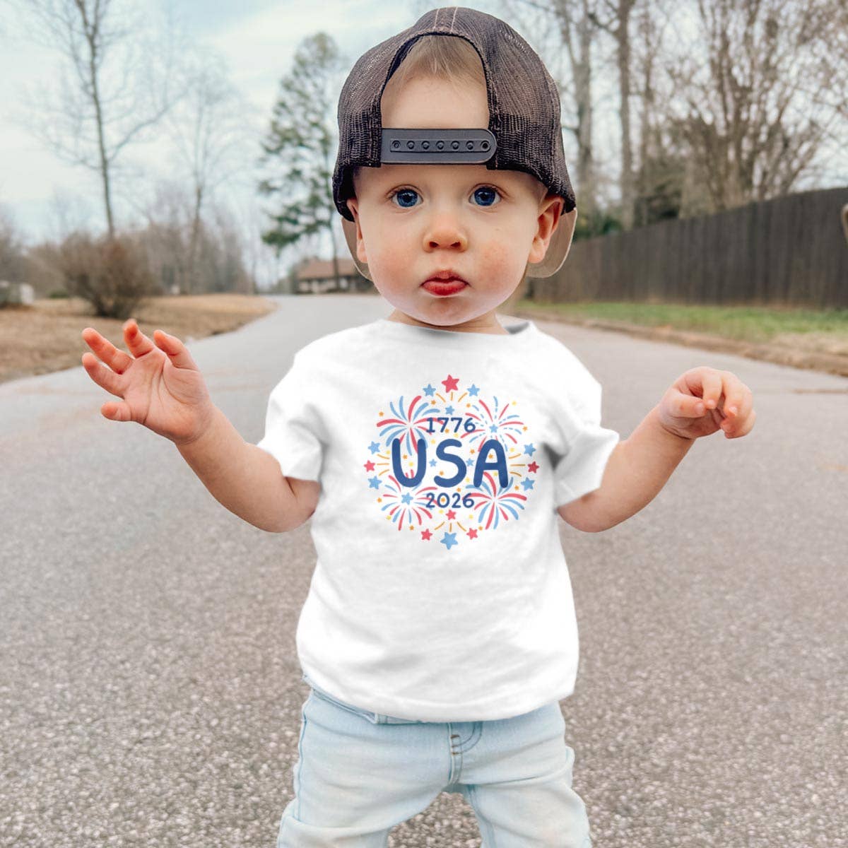 USA Fireworks Doodles 1776-2026 Toddler T-Shirt 2T-5/6