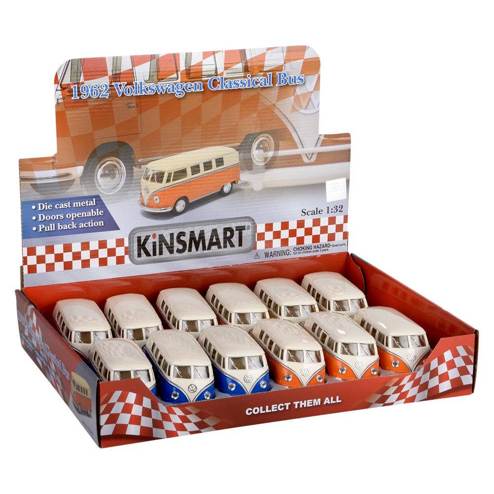5" Diecast Pull Back 1962 VW Classic Bus   12/Db