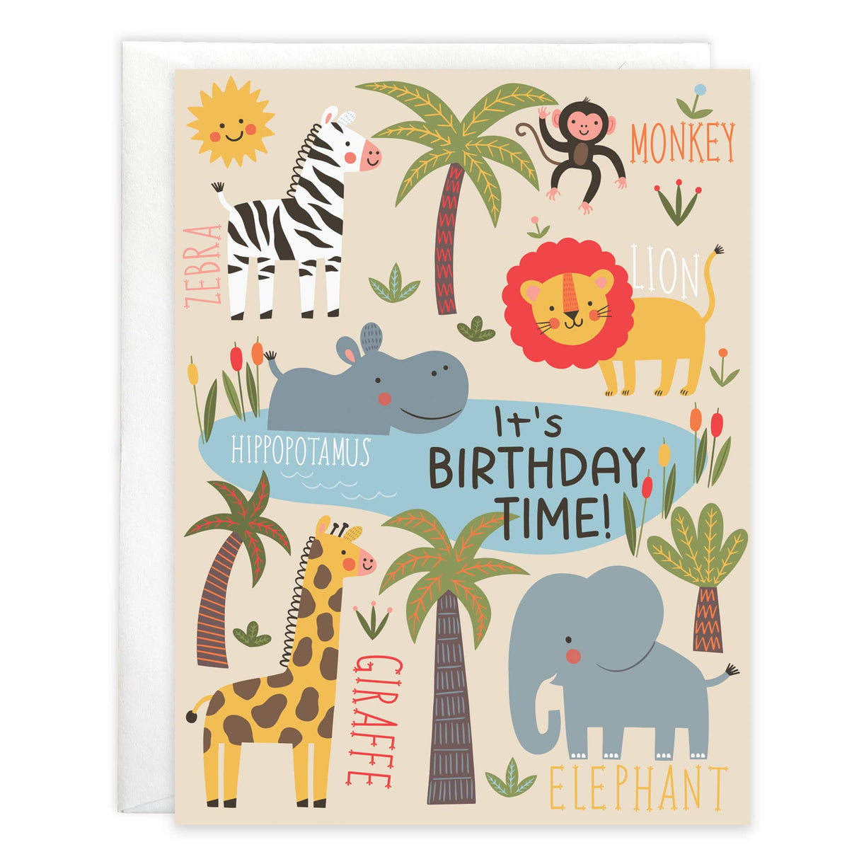Birthday Greeting Card - Cute Jungle Animals-Kids