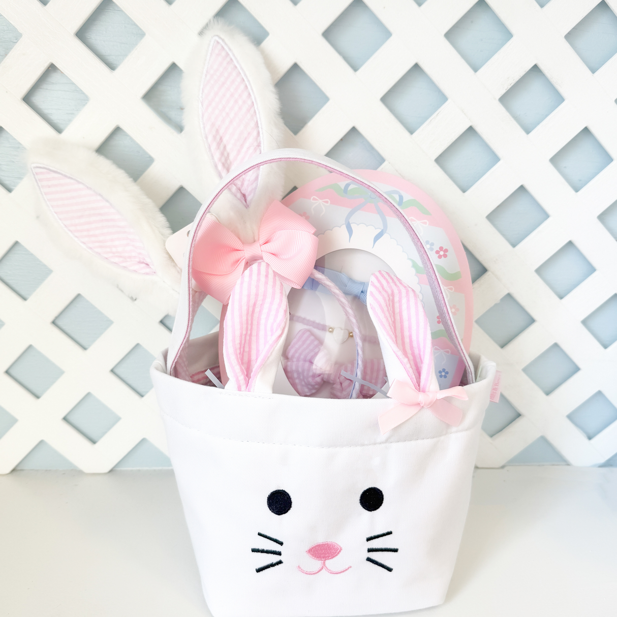 2026 Seersucker Bunny Ears (Blue, Pink)