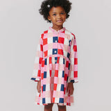 Girls Autumn Dress - Navy Red Check