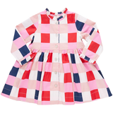 Girls Autumn Dress - Navy Red Check