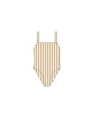 SQUARE NECK ONE-PIECE || MARIGOLD STRIPE