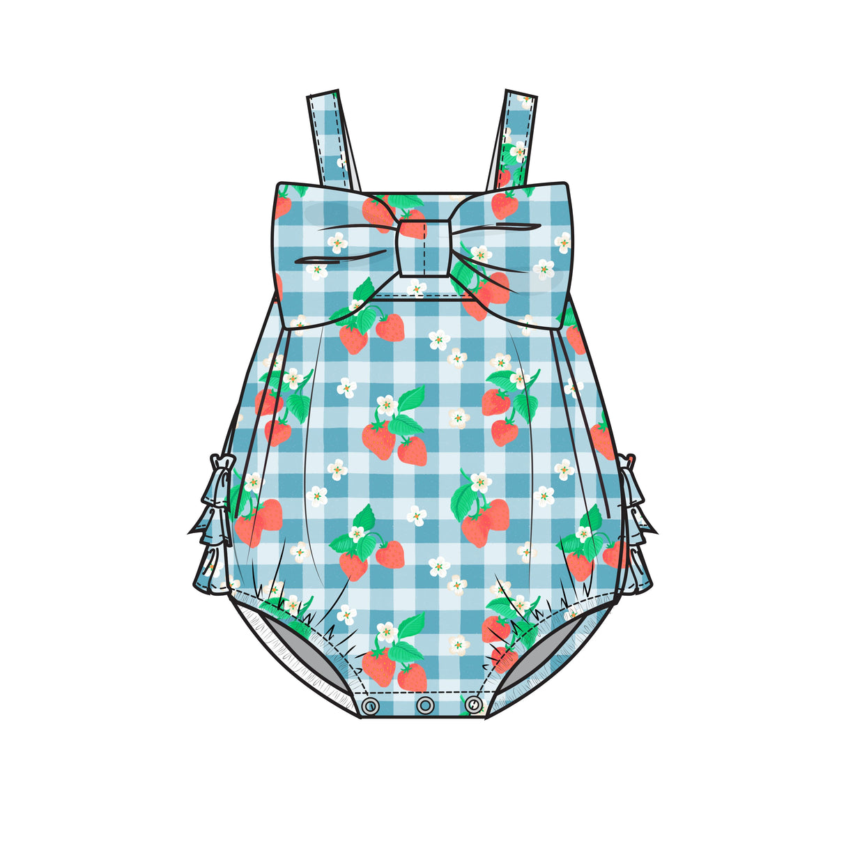 Bow Bubble Strawberry Gingham
