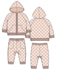 French Terry Checkerboard Pink - Hoodie and Jogger