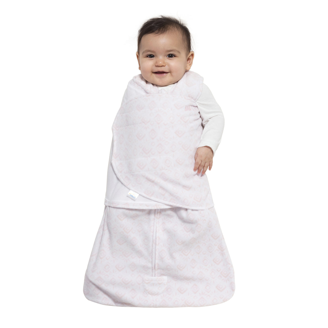 Halo SleepSack Swaddle Fleece Diamonds & Leaves Pink - Tadpole