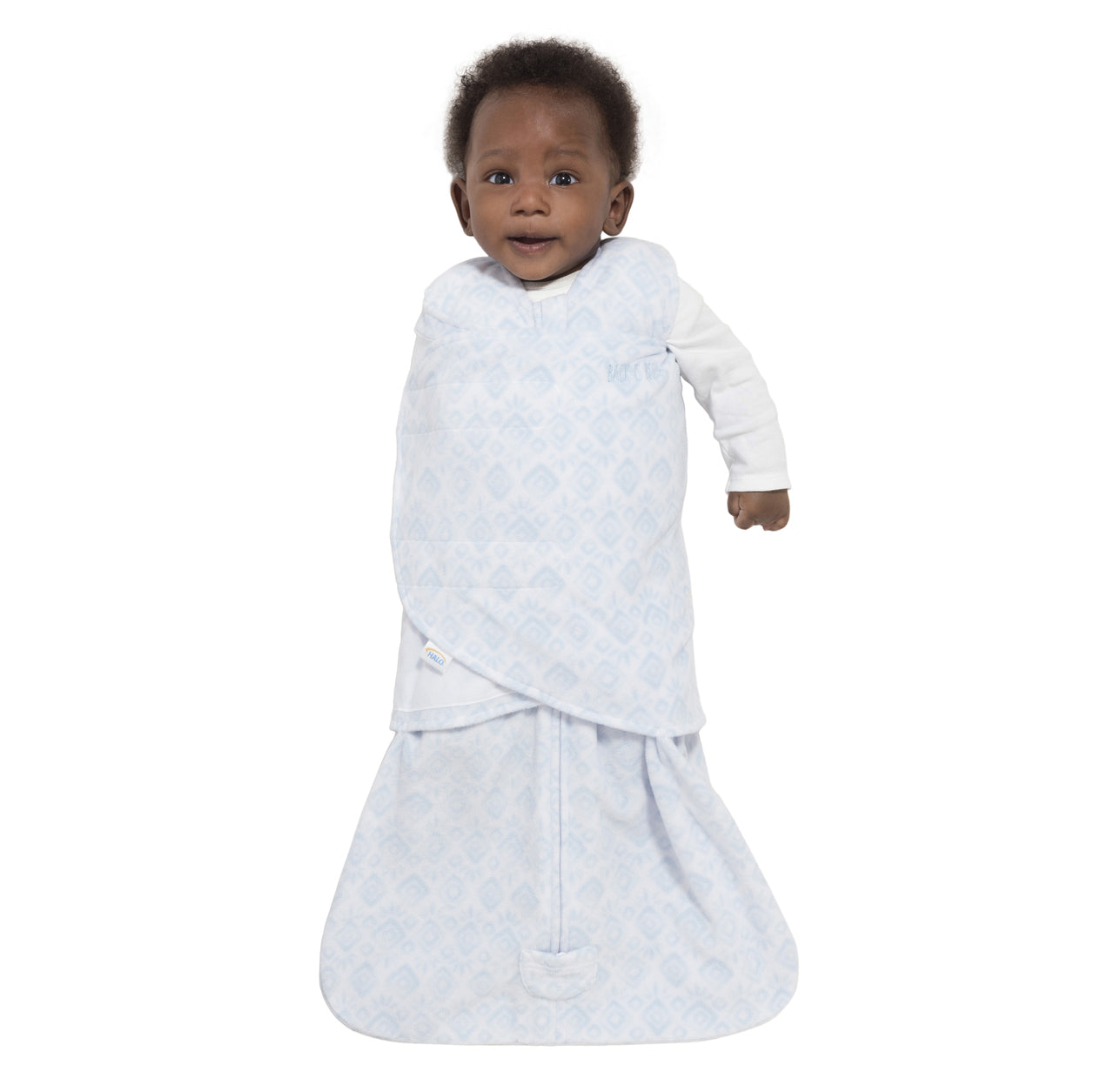 Halo SleepSack Swaddle Fleece Diamonds & Leaves Blue - Tadpole