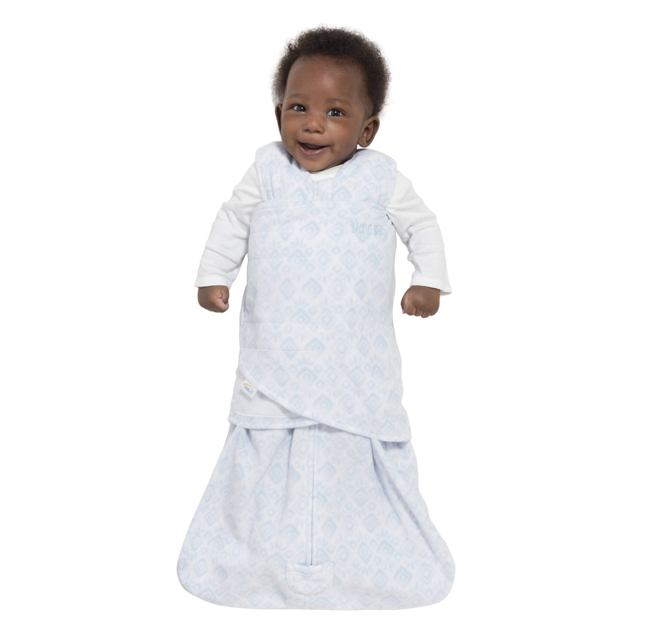 Halo SleepSack Swaddle Fleece Diamonds & Leaves Blue - Tadpole