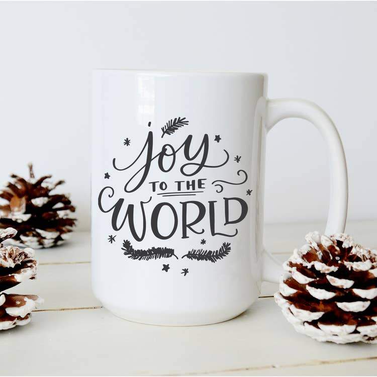 15oz mug, Joy to the World Mug, Christmas Coffee Cup - Tadpole
