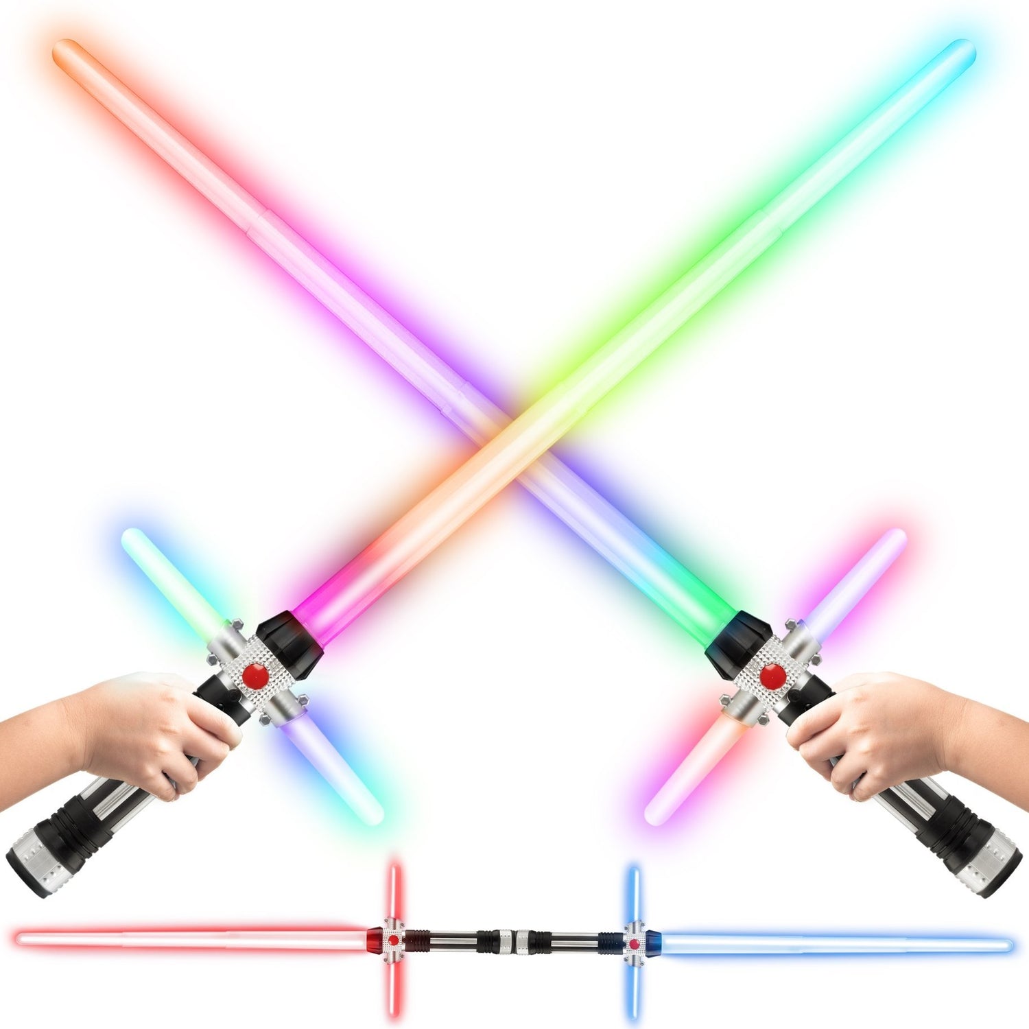 2 in 1 LED Dual Color Changing Light Swords with FX Sound - Tadpole