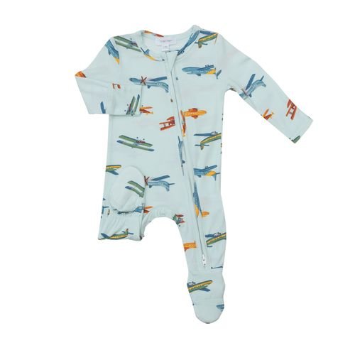 2-Way Ruffle Floral Airplanes Footie - Tadpole