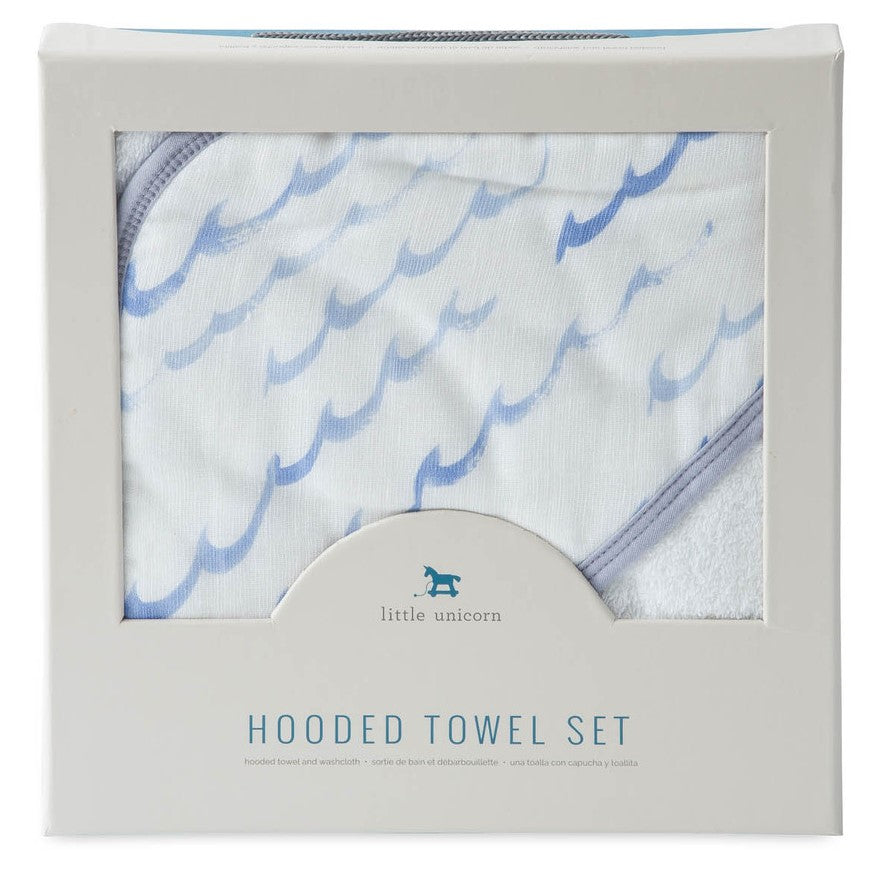 Little Unicorn Hooded Towel & Washcloth Set - Tadpole