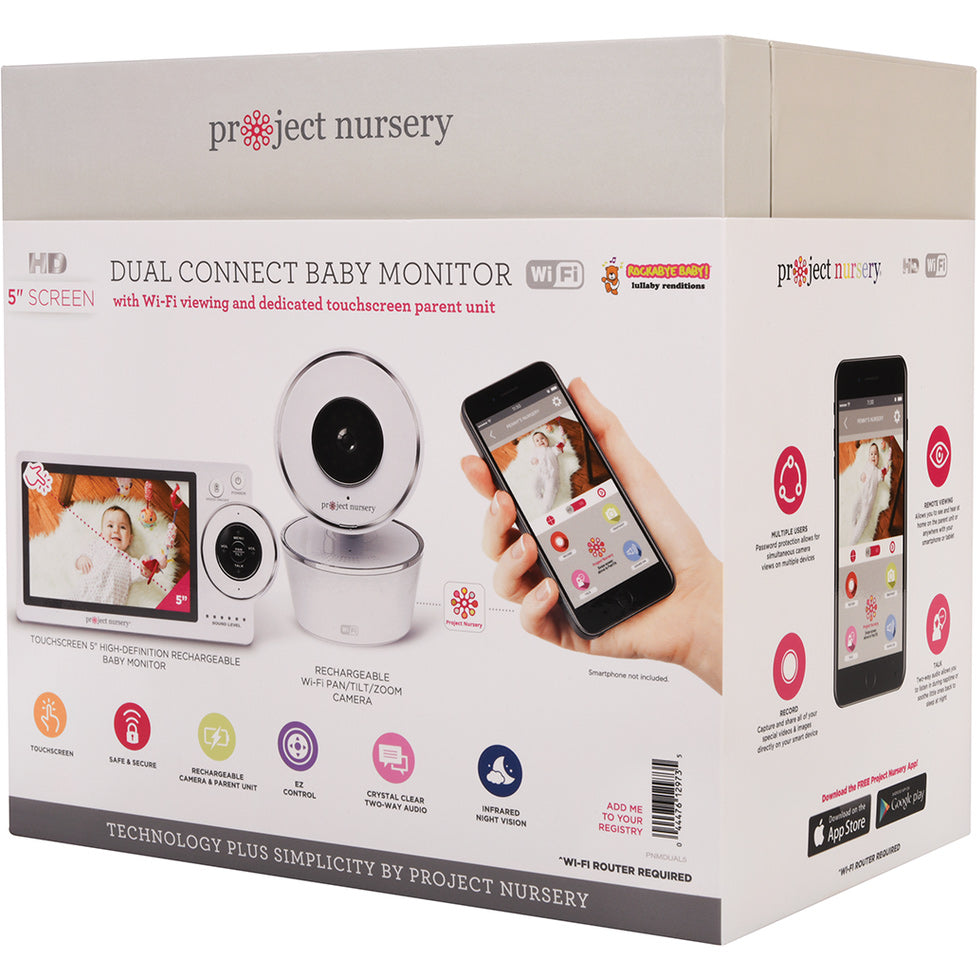 Project Nursery 5" Dual Connect Wi-Fi Baby Monitor System (disc) - Tadpole