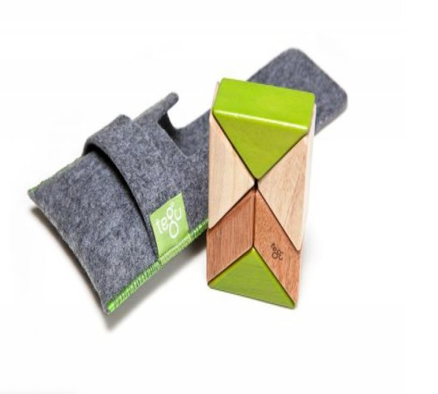 Tegu Pocket Pouch Prism Magnetic Block Set- Jungle