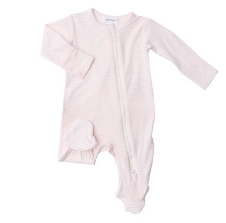 Angel Dear 2-Way Pink Stripes Zipper Footie - Tadpole