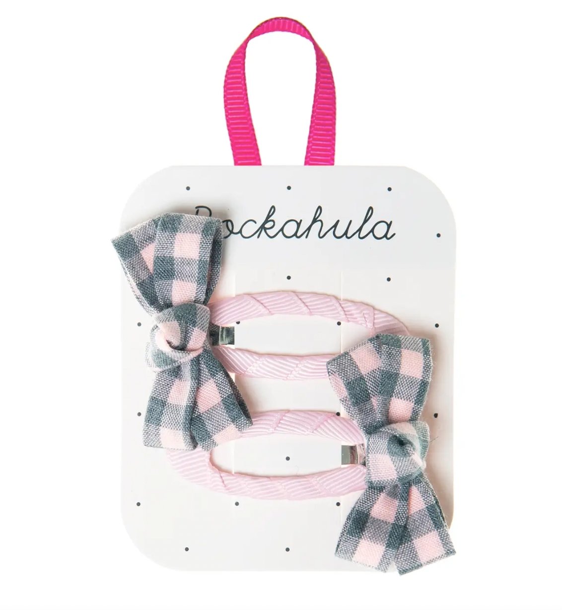 Annie Check Twisty Bow clips - Tadpole