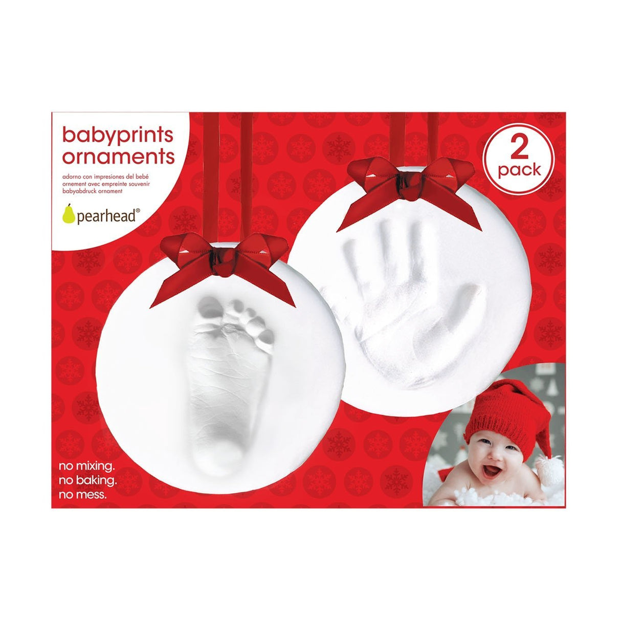 Babyprints Hanging Keepsake Holiday Ornament, Set of 2 - Tadpole