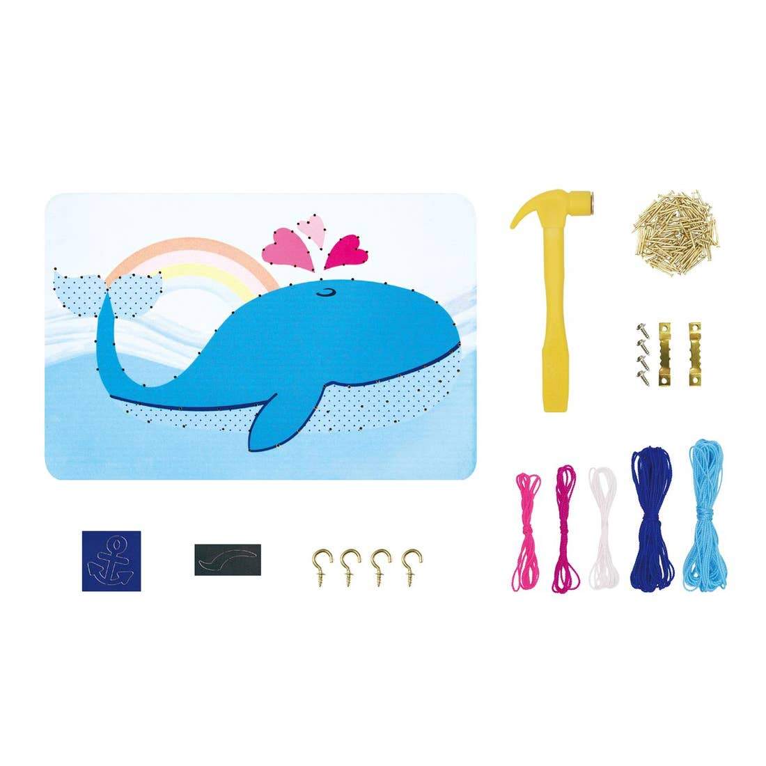 Bright Stripes Whale String Art - Tadpole