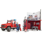 Bruder Bworld Fire station with Land Rover, Fireman and Accessories - Tadpole