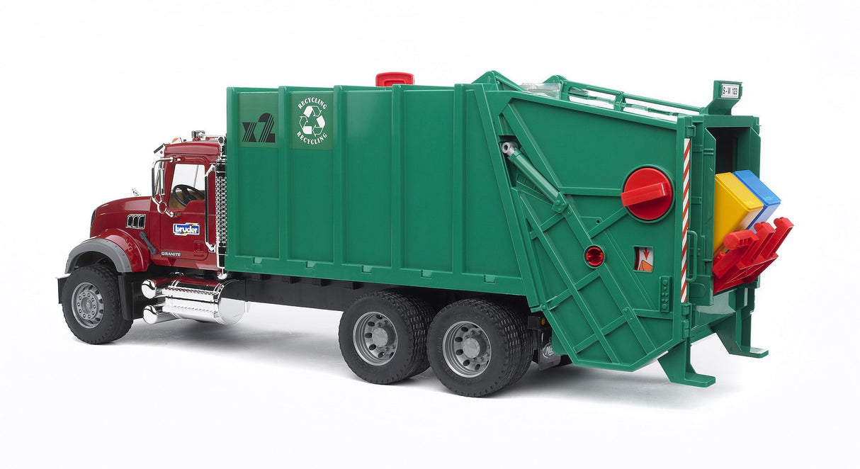 Bruder MACK Granite Garbage Truck ( Ruby Red-Green) - Tadpole