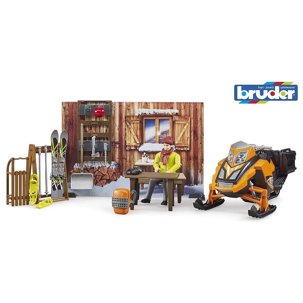 Bruder NEW Bworld Mountain Hut with Snowmobile - Tadpole