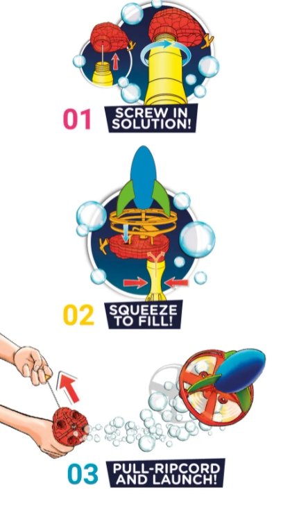Bubble Blast Rocket, Rip-Cord Action, Up To 30 Feet - Tadpole