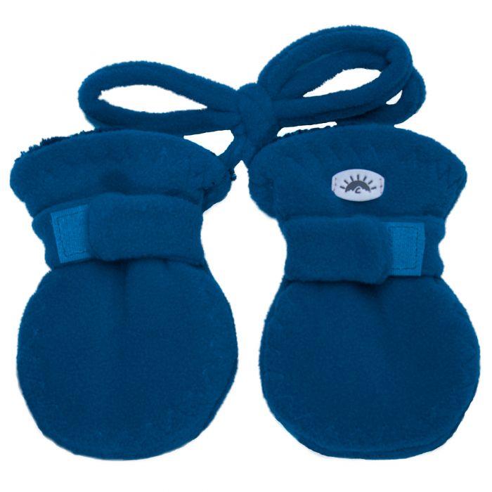 CaliKids Baby Blue Fleece Mittens w/ Cord (0-18m) - Tadpole
