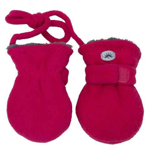 CaliKids Baby Fleece Pink Mittens w/ Cords (0-18m) - Tadpole