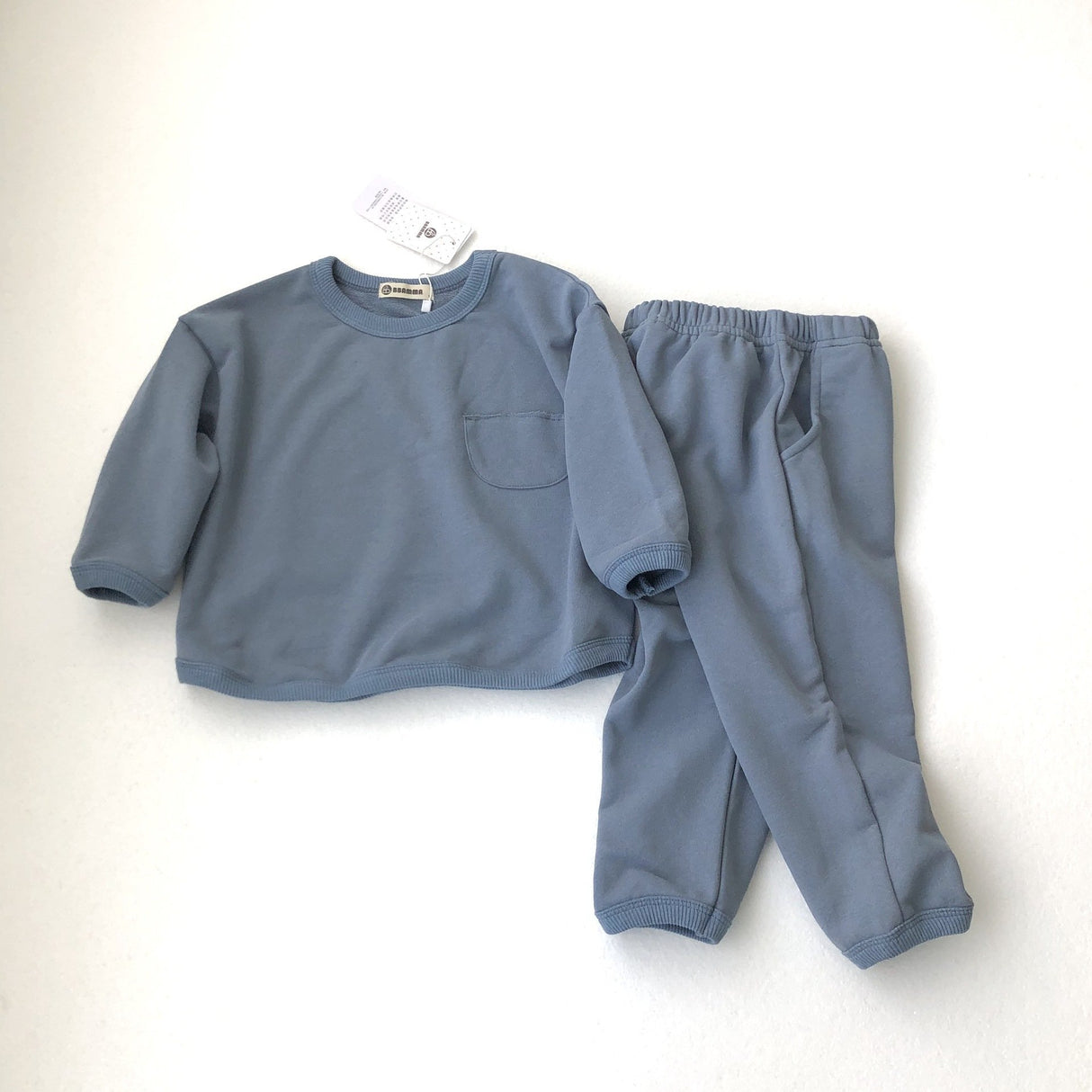 Dusk Blue Crewneck Pocket Sweater & Pant Set - Tadpole