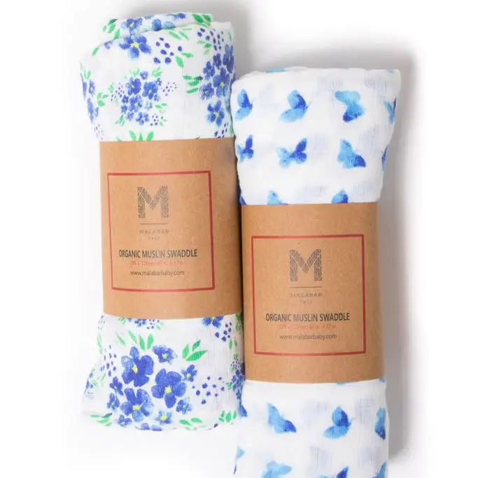 2-Pack Swaddles, GOTS Certified Organic Cotton Muslin  Violet Garden