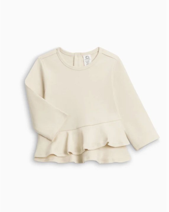 Edith Ruffle Hem Top Natural - Tadpole